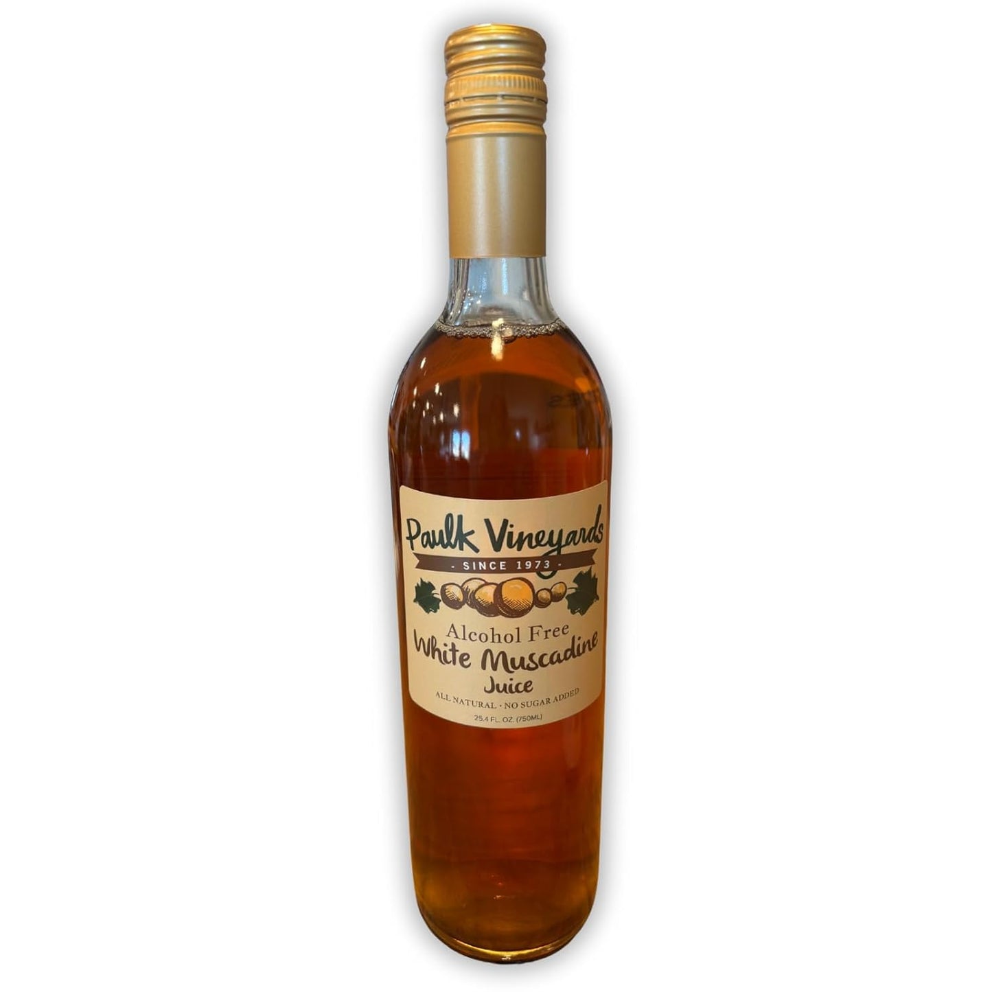 Pure White Muscadine Grape Juice - All Natural, No Sugar Added, Alcohol-Free - 750ml Bottle
