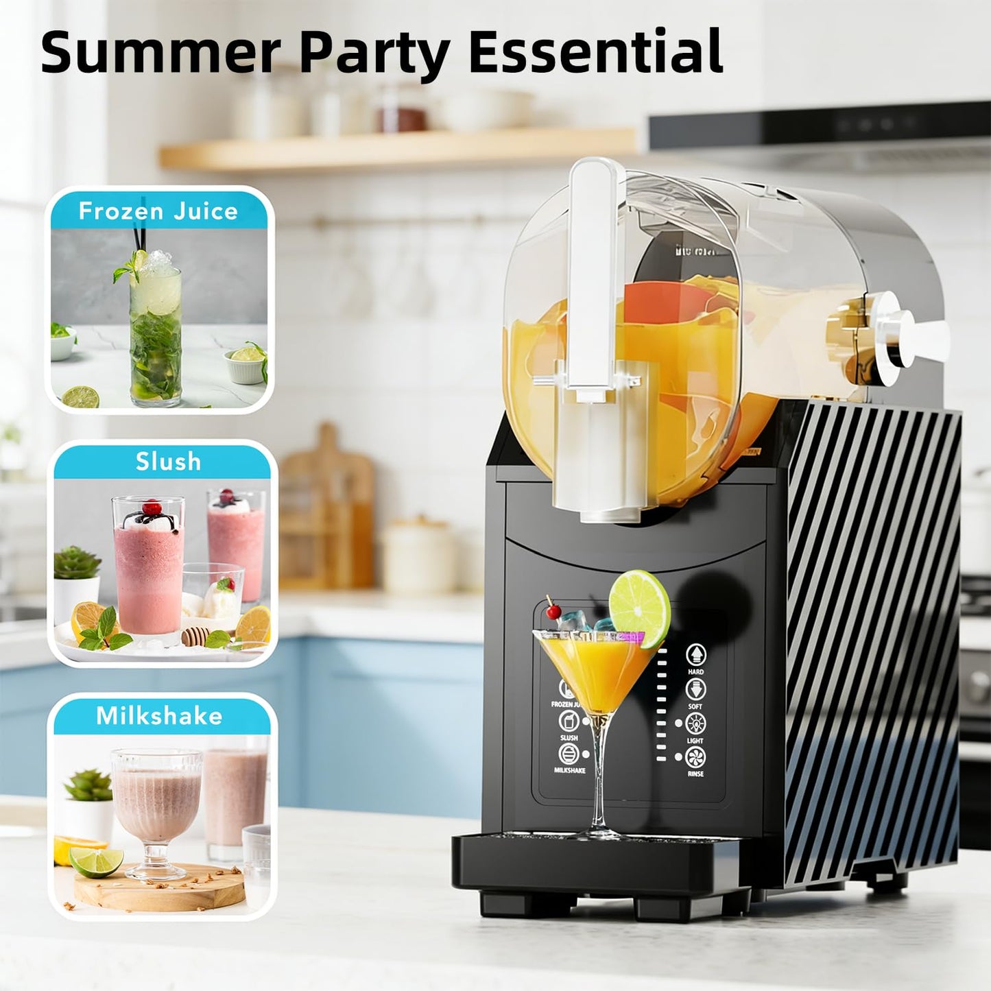 68 Oz Slushie Machine, No Ice Needed, Slushy Machine for Home, Professional Frozen Drink Machine with Self-Cleaning Function, 3 Preset Slushie Maker for Frozen Juice, Smoothie, Milkshake