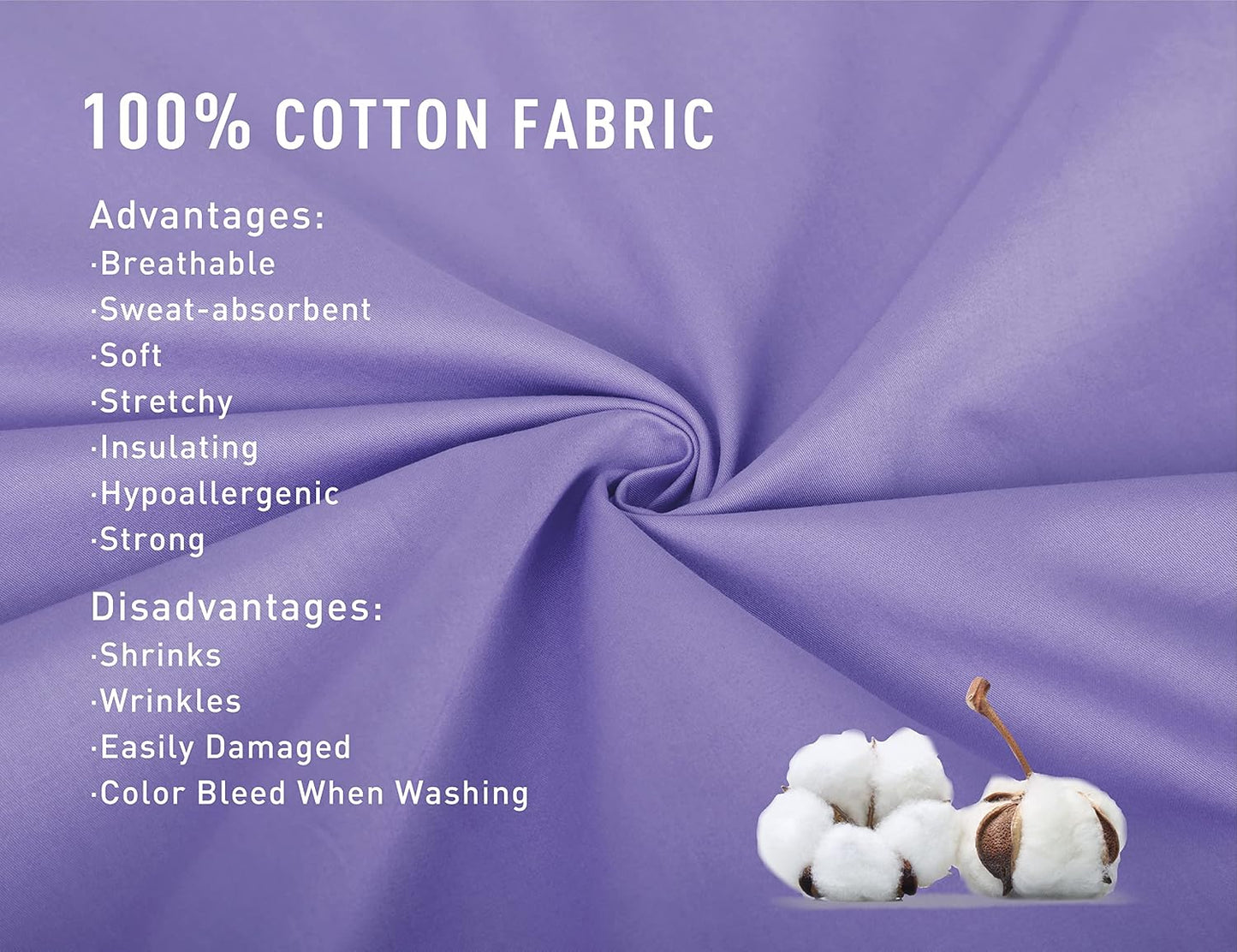 Pillow Cases King Set of 2, 100% Cotton King Pillowcases, 20×40 Inches with Silver Trim, Soft and Breathable, Solid Purple