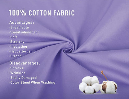 Pillow Cases King Set of 2, 100% Cotton King Pillowcases, 20×40 Inches with Silver Trim, Soft and Breathable, Solid Purple