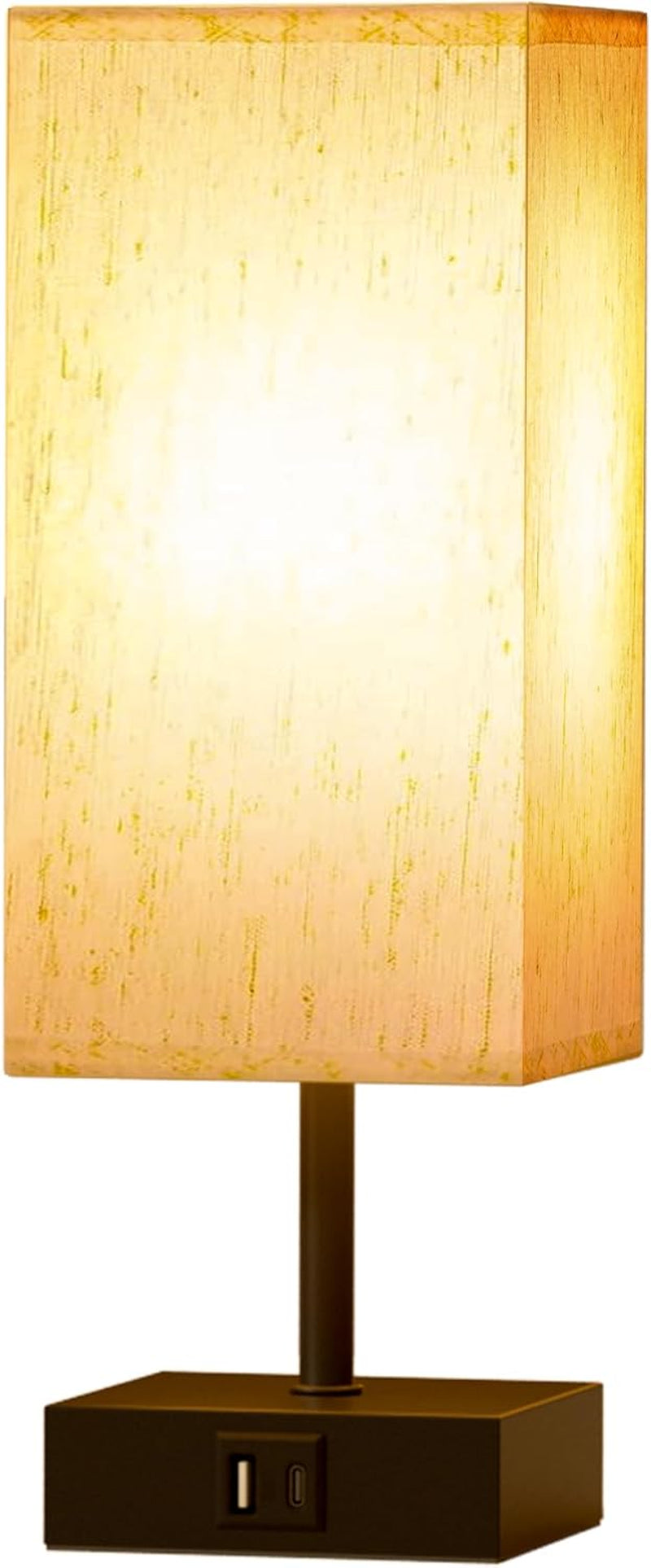 Bedside Lamp, Touch Control Small Lamp for Bedroom, Nightstand Lamp with Charging Station USB C + a Ports, 3 Way Dimmable for Home Living Room, LED Bulb Included, Upgraded Fabric Shade, Cream