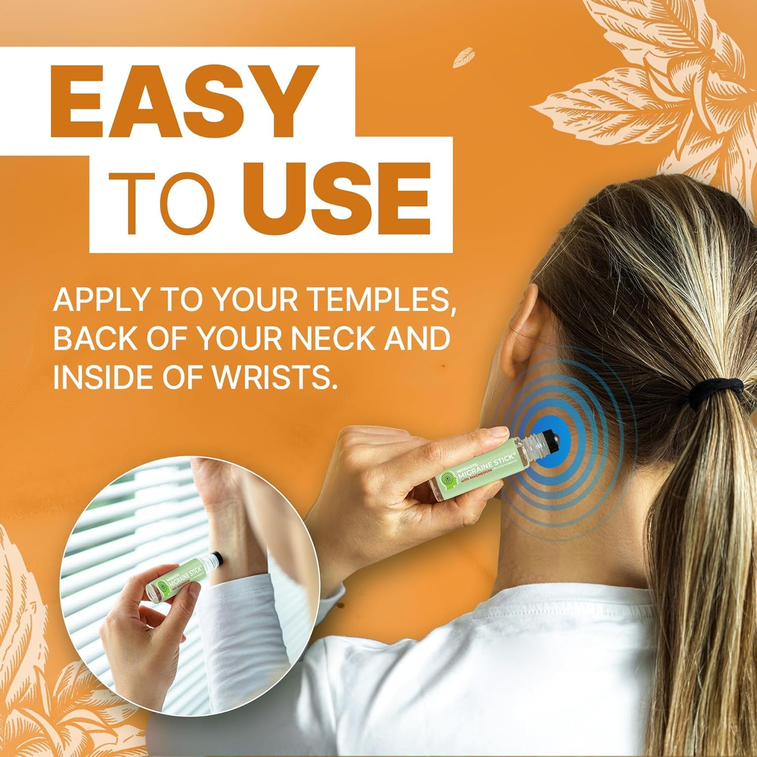 Migraine Stick with Magnesium. Cooling Peppermint Eucalyptus Essential Oil Topical Magnesium for Headache Support. Made in the USA 10 Ml