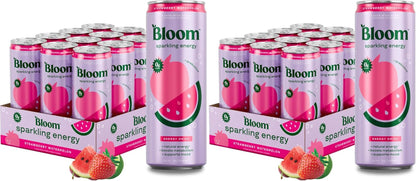 Bloom Nutrition Sparkling Energy Drink, Zero Sugar, 180Mg Caffeine | Strawberry Watermelon | 12Oz | 24 Pack | Antioxidant-Rich