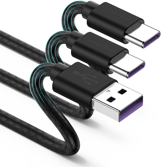 [3Pack 10Ft] Compatible with Samsung Galaxy S9 S10 S8 plus Charger Cord(3A Fast Charging), TPE USB C Type Charger Cable,Usb a to Type C Replacement for Samsung A32/A12/A10E/A20/A51/Note 20/9,Lg-Black