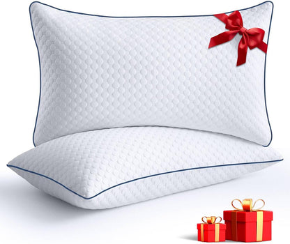 Shredded Memory Foam Pillows King Size Set of 2, King Pillows for Sleeping 2 Pack, Adjustable Firm Pillows for Side Back Stomach Sleepers, Washable Support Bed Pillows