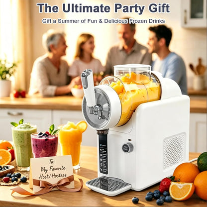 Slushie Machine for Home, No Ice Needed Slushy Machine & Frozen Drink Machine, 6 Presets, Real-Time Temp Display, Auto-Clean Slushy Maker Machine for Margaritas, Frappes, Milkshakes, Party Size(White)