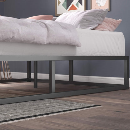 Modern Studio 10 Inch Platforma Low Profile Bed Frame/Mattress Foundation/Boxspring Optional/Wood Slat Support, King (OLB-MBBF-10K), Black