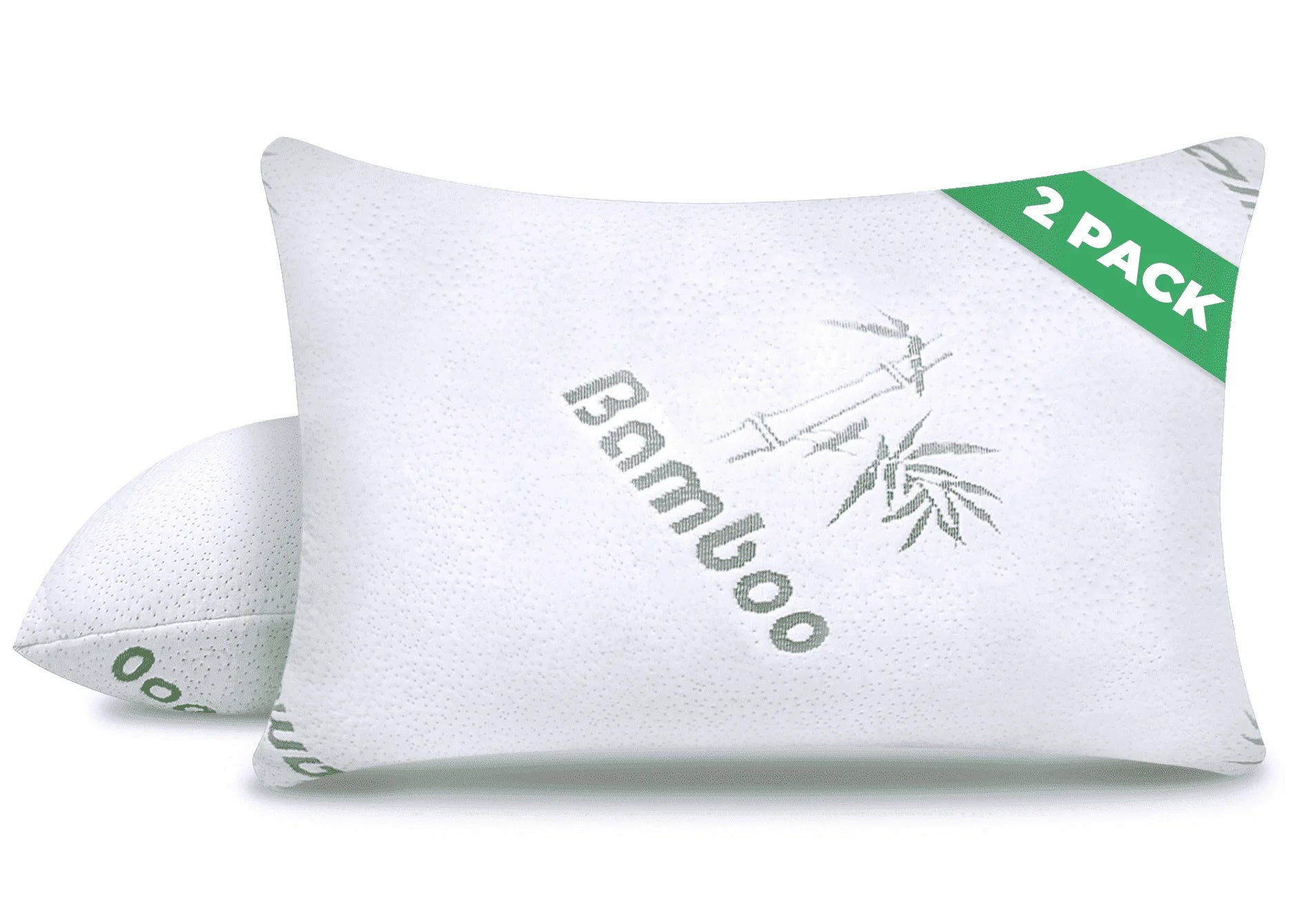 Memory Foam Pillows Queen Size Set of 2 - Cooling Bed Pillows for Sleeping - Back, Stomach, Side Sleeper Firm, Comfy Cool Shredded - 2 Pack, Rayon Derived from Bamboo for Adult, Teen, Kids