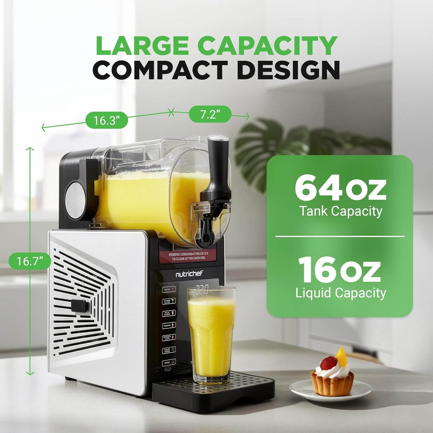 Slushie Machine for Home | No Ice Needed Slushys 7-In-1 Preset Programs: Self Clean, Milkshakes, Spiked Slush & More | 64 Oz, Quiet Operation, One-Touch Start & Includes Recipes | Black
