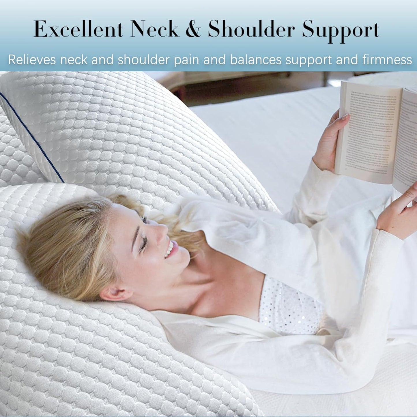 Shredded Memory Foam Pillows King Size Set of 2, King Pillows for Sleeping 2 Pack, Adjustable Firm Pillows for Side Back Stomach Sleepers, Washable Support Bed Pillows