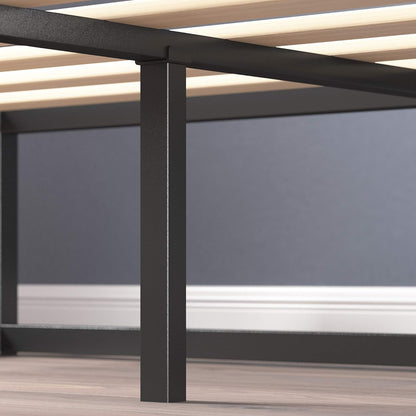 Modern Studio 10 Inch Platforma Low Profile Bed Frame/Mattress Foundation/Boxspring Optional/Wood Slat Support, King (OLB-MBBF-10K), Black