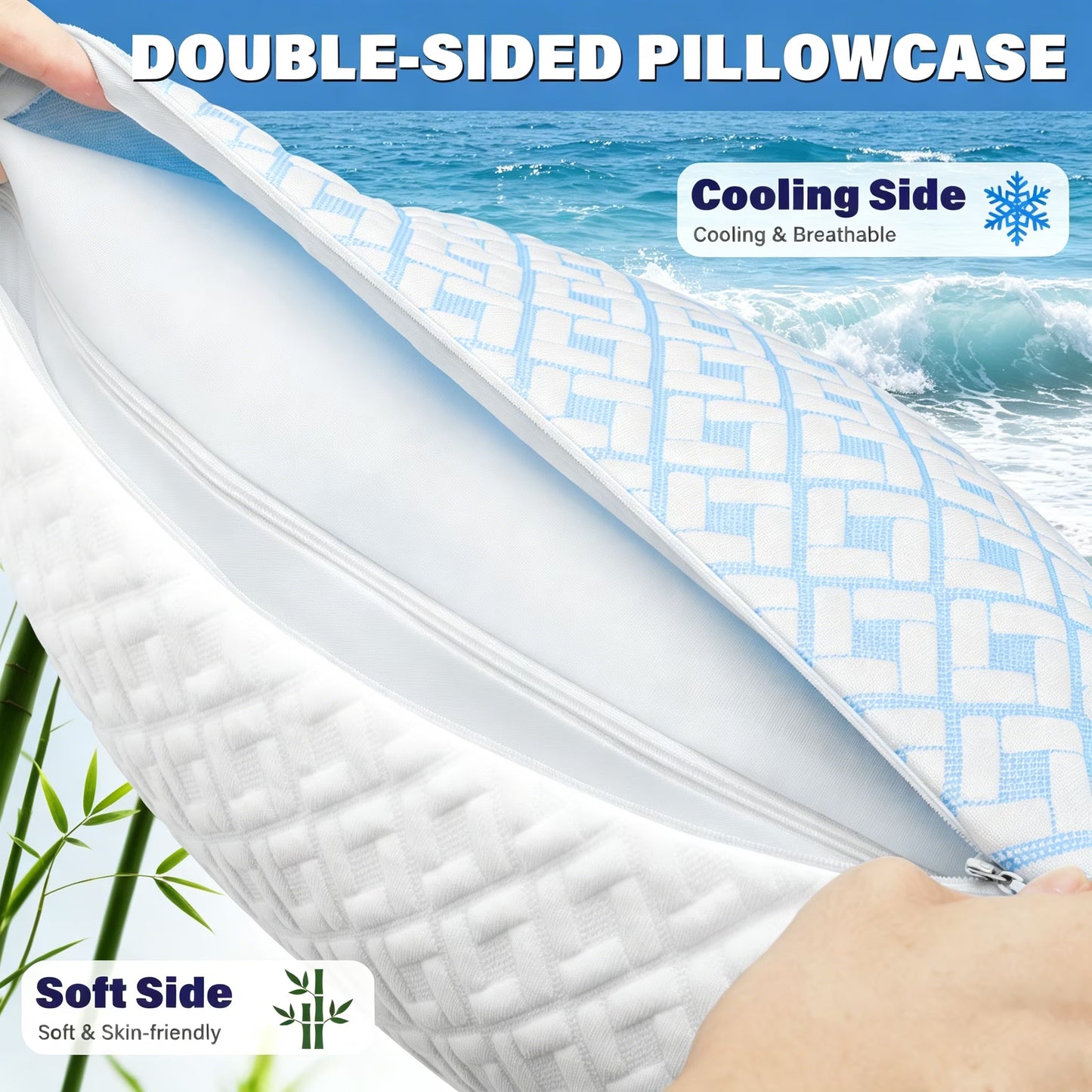 Cooling King Pillows Set of 2 Pack Bed Pillows for Sleeping Shredded Memory Foam Pillows