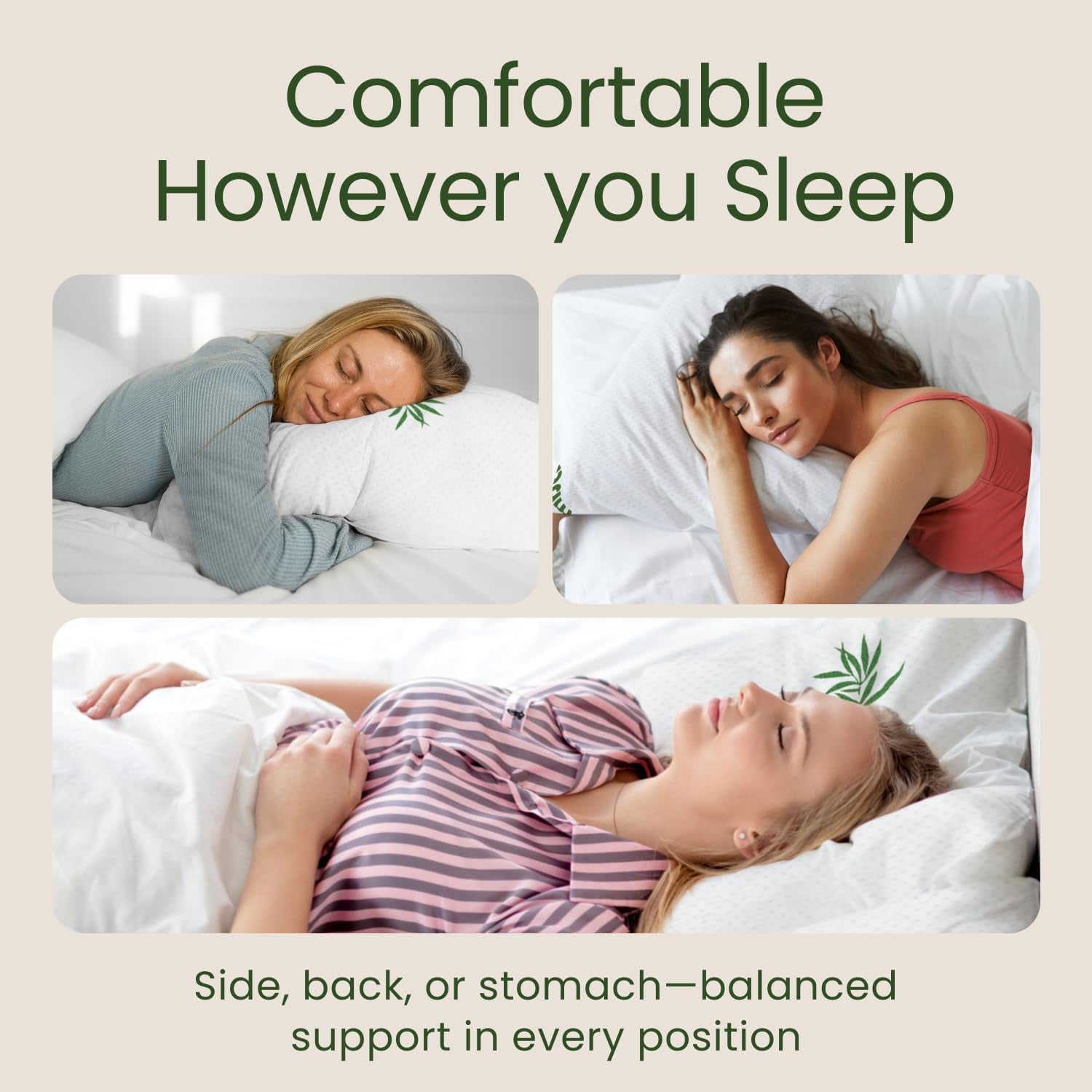 Memory Foam Pillows Queen Size Set of 2 - Cooling Bed Pillows for Sleeping - Back, Stomach, Side Sleeper Firm, Comfy Cool Shredded - 2 Pack, Rayon Derived from Bamboo