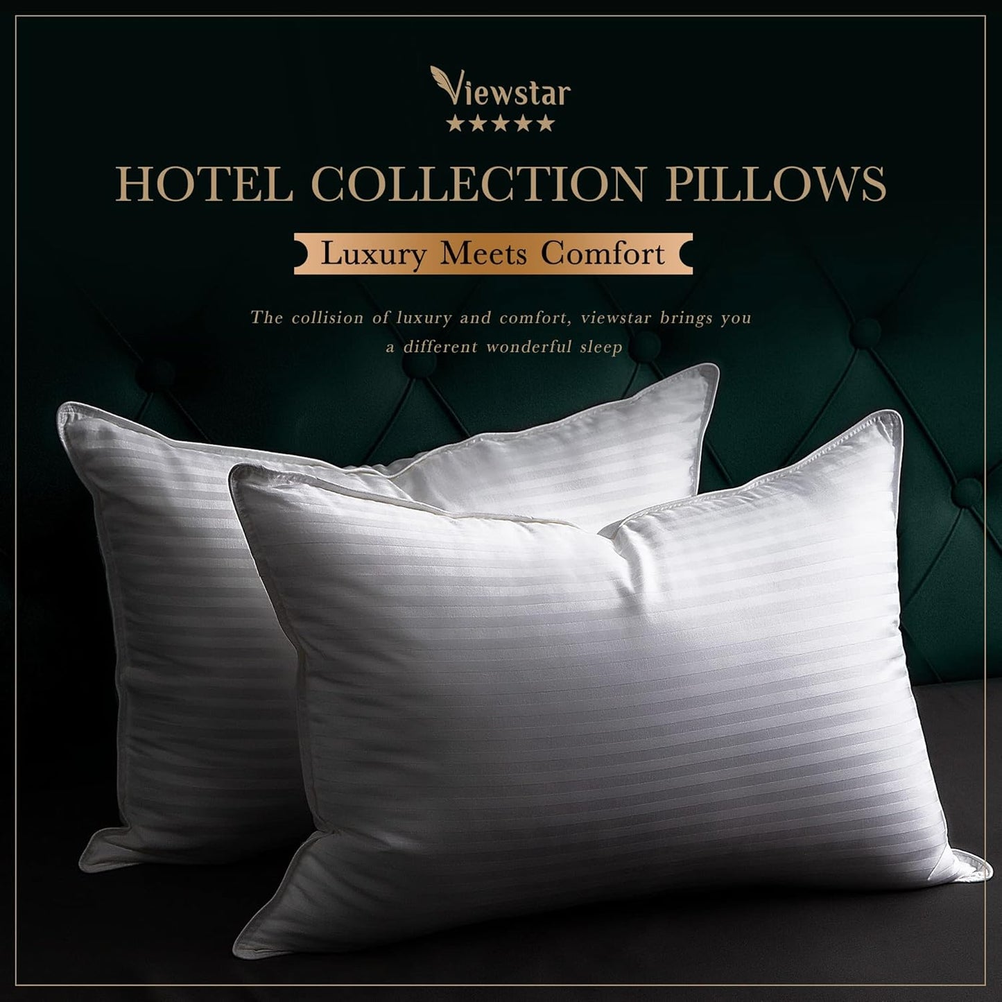 King Size Pillows Set of 2, Hotel Quality Cooling Cotton Bed Pillows for Sleeping, Breathable down Alternative Pillow 2 Pack, Soft and Supportive Pillows for Back and Side Sleepers (20X34)