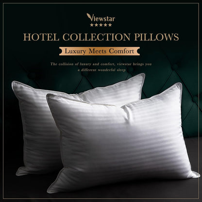 King Size Pillows Set of 2, Hotel Quality Cooling Cotton Bed Pillows for Sleeping, Breathable down Alternative Pillow 2 Pack, Soft and Supportive Pillows for Back and Side Sleepers (20X34)