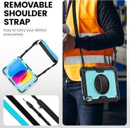 for Ipad (A16) 11Th/ 10Th Generation Case 11''/ 10.9 Inch (2025/2022) - Heavy Duty Protective Cover with Screen Protector, Stand, Shoulder Strap & Pencil Holder | Kids-Friendly - Light Blue