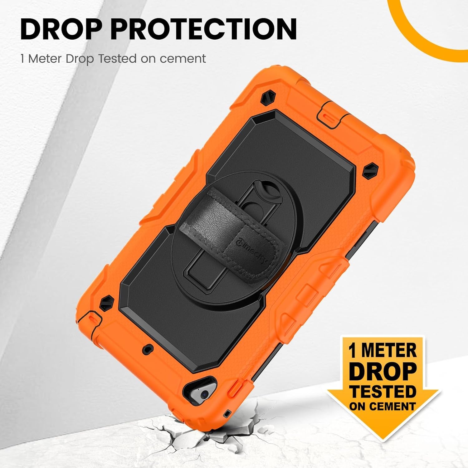 for Ipad Mini 5Th/4Th Generation Case 7.9'', for Ipad Mini 5/ Mini 4, Heavy Duty with Screen Protector, Kickstand Hand/Shoulder Strap Pencil Holder- Orange