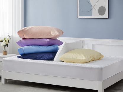 Pillow Cases King Set of 2, 100% Cotton King Pillowcases, 20×40 Inches with Silver Trim, Soft and Breathable, Solid Purple