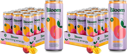 Bloom Nutrition Sparkling Energy Drink, Peach Mango | Zero Sugar | 180Mg Caffeine | for Focus | 24 Pack