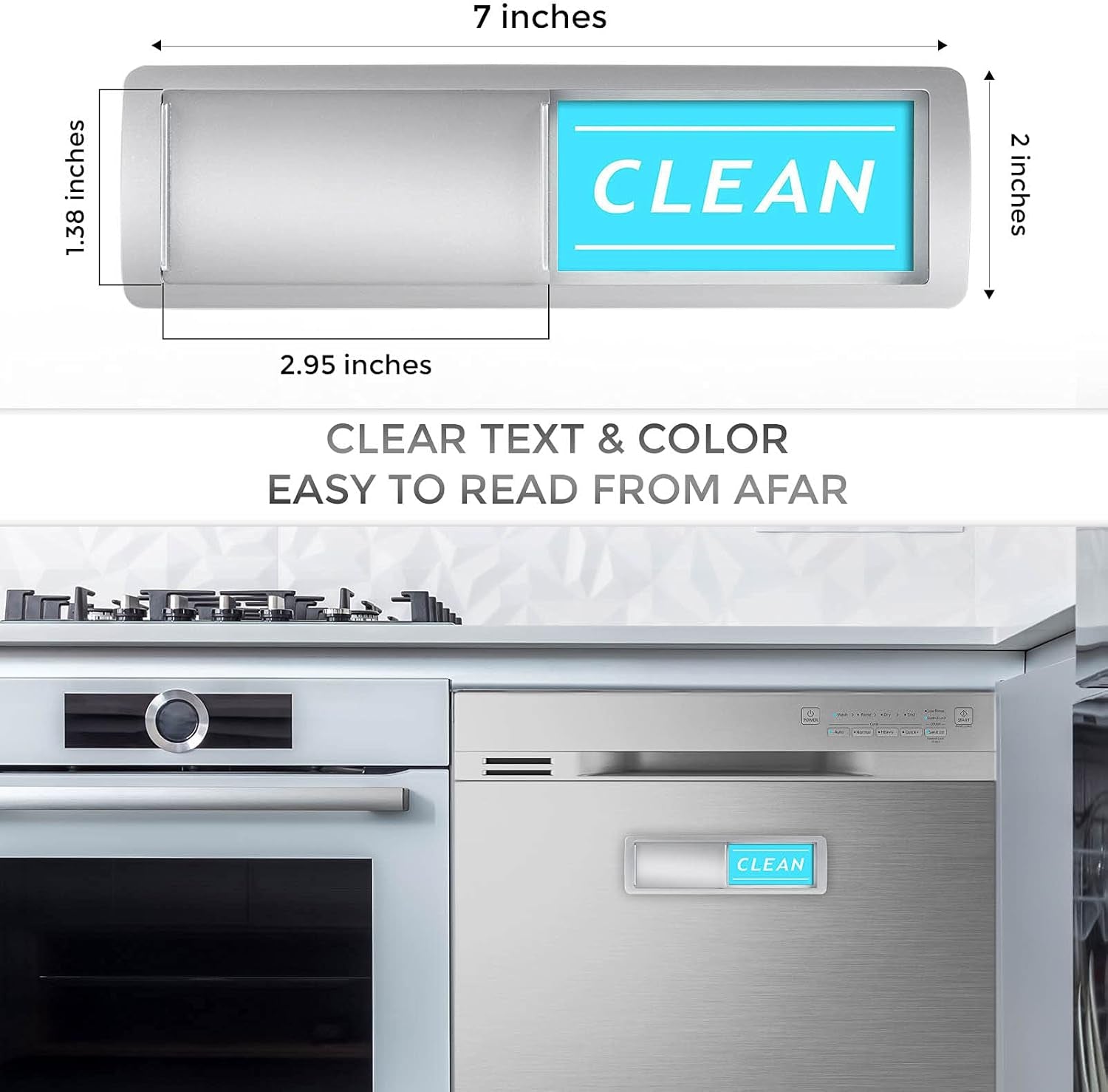 Stylish Dishwasher Magnet Clean Dirty Sign - Easy to Read, Strong Magnetic for Home Kitchen Decor