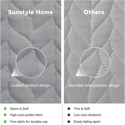 Queen Quilt Bedding Set, Lightweight Comforter Bedspreads Coverlets, Full Queen Size Quilt, Luxury Durable Quilted Stitching Bed Cover with 2 Shams All Season 3Pcs, Light Grey