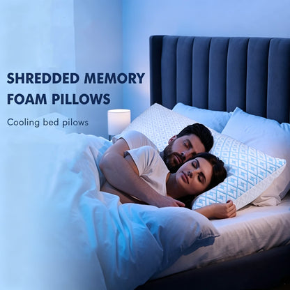 Cooling King Pillows Set of 2 Pack Bed Pillows for Sleeping Shredded Memory Foam Pillows