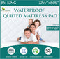 RV King Waterproof Mattress Pad - Fitted Mattress Protector with Quilted Pillow Top Mattress Topper - Premium Quality Hypoallergenic Mattress Cover (72'X80')