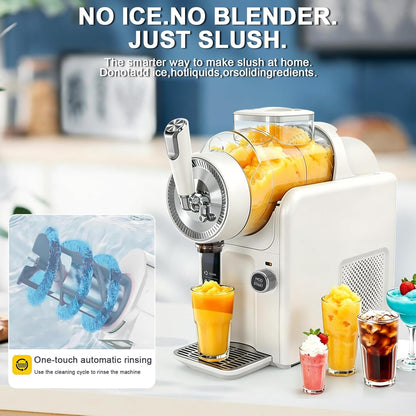Slushie Machine for Home, No Ice Needed Slushy Machine & Frozen Drink Machine, 6 Presets, Real-Time Temp Display, Auto-Clean Slushy Maker Machine for Margaritas, Frappes, Milkshakes, Party Size(White)