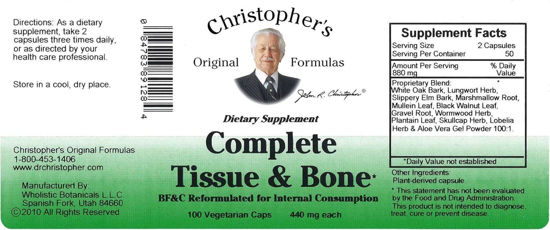 Dr.  Complete Tissue and Bone Formula Capsules, 100 Count, 440Mg Each