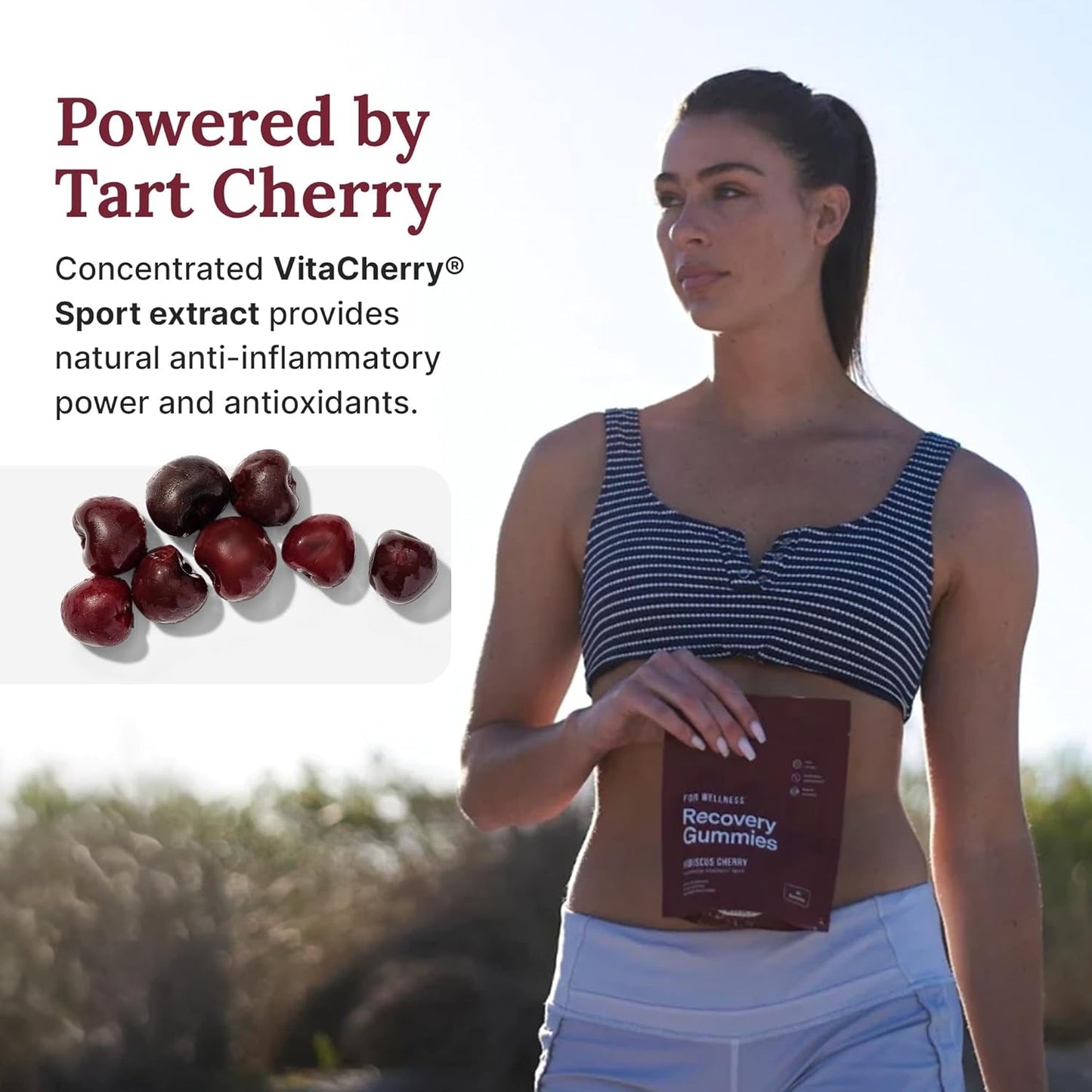 Recovery Gummies Restore | Tart Cherry Energy Supplements with Electrolytes for Muscle Soreness, Post-Workout Performance & Recovery | Vegan, Non-Gmo, 30 Count