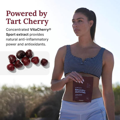 Recovery Gummies Restore | Tart Cherry Energy Supplements with Electrolytes for Muscle Soreness, Post-Workout Performance & Recovery | Vegan, Non-Gmo, 30 Count