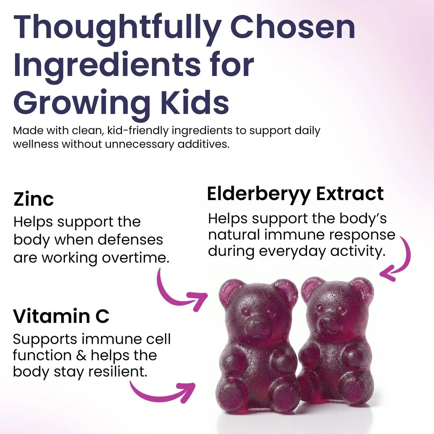 Elderberry Gummies for Kids 3 in 1 Immune Support with Zinc Vitamin C 60 Count Kids Elderberry Gummies for Daily Immunity Vegan Formula for Strong Immune Health