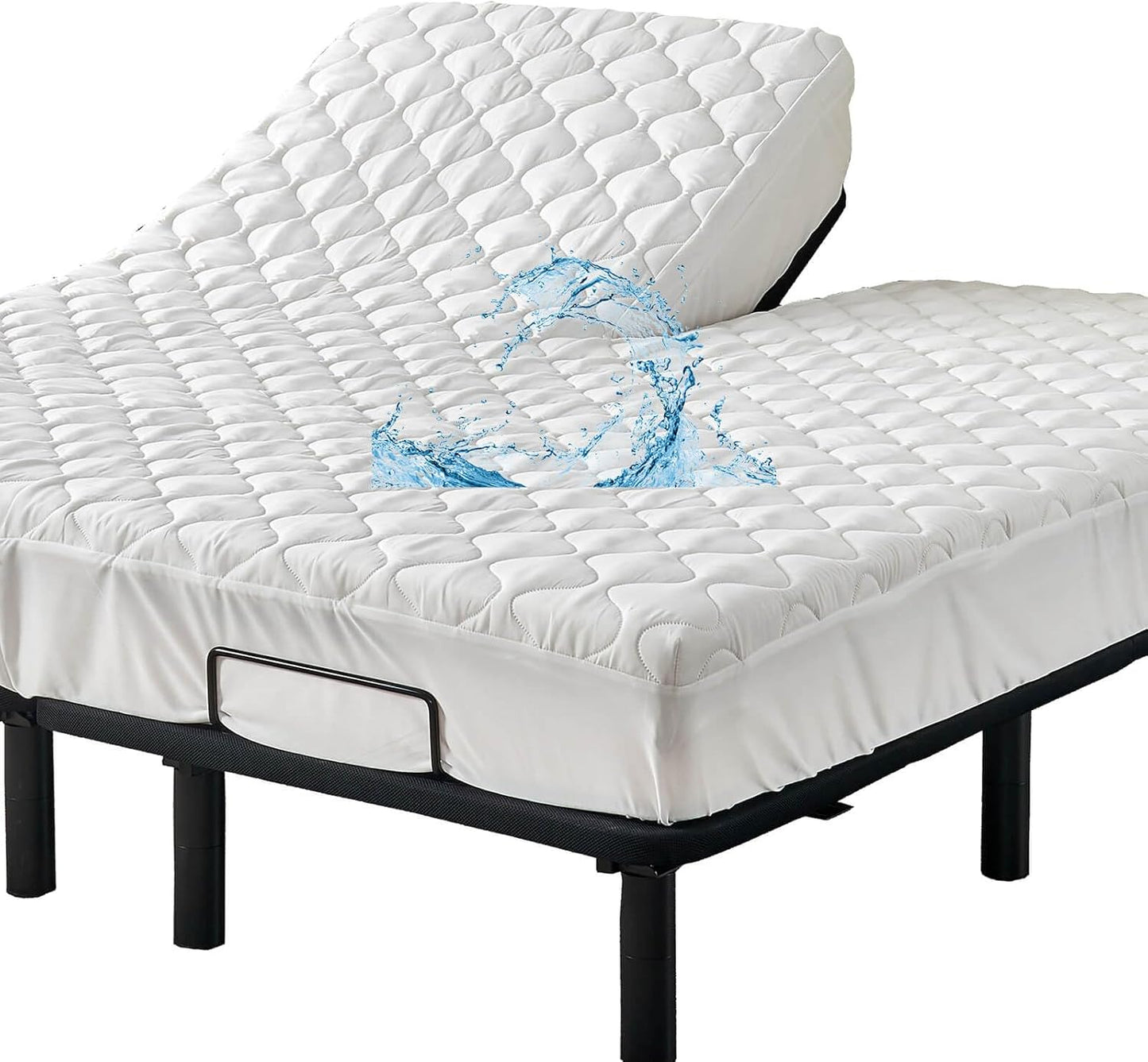 Quilted 28-30" Split Top California King Mattress Protector Pad for Adjustable Beds with Upper Flex Head Waterproof Padded Topper Noiseless Fitted Matress Cover