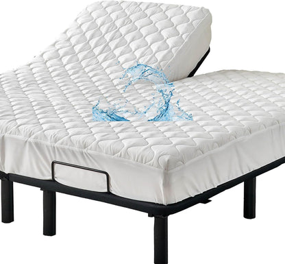 Quilted 28-30" Split Top California King Mattress Protector Pad for Adjustable Beds with Upper Flex Head Waterproof Padded Topper Noiseless Fitted Matress Cover