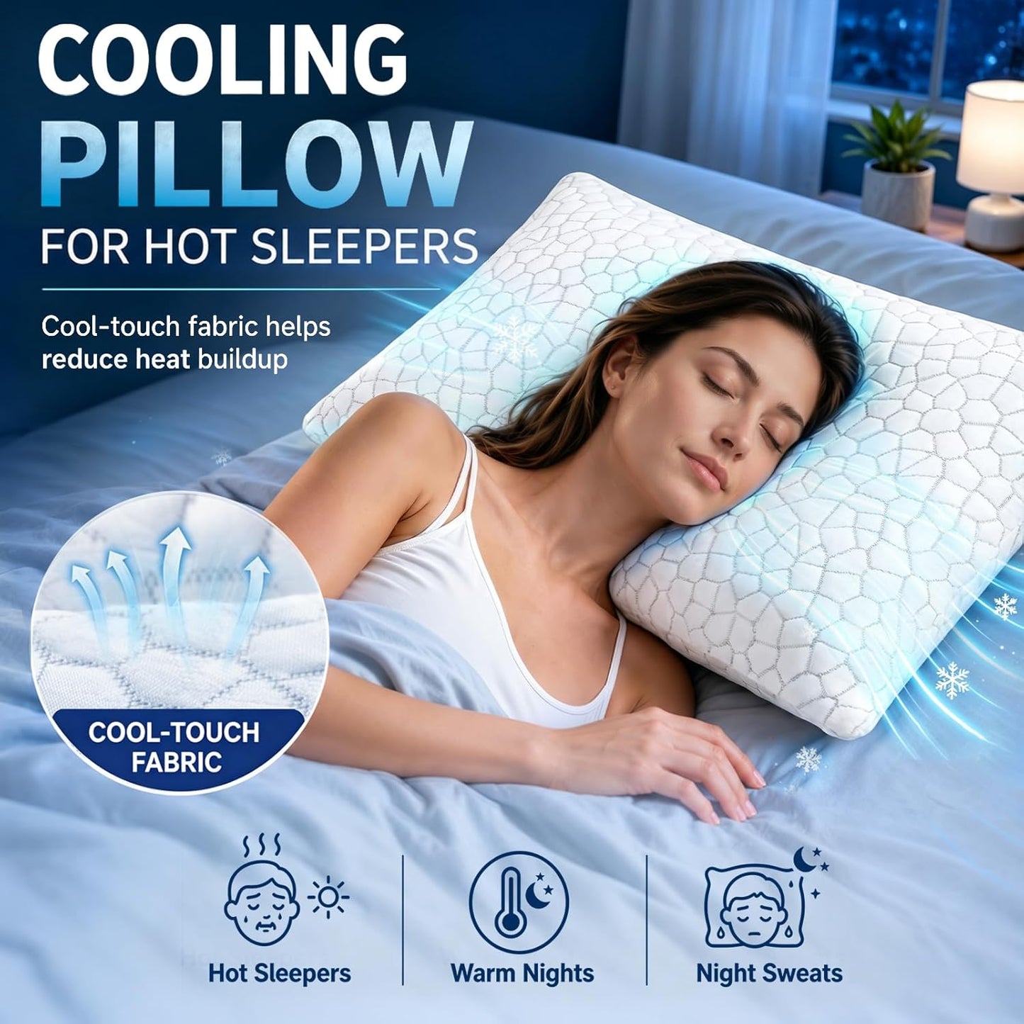 Cooling Bed Pillows for Sleeping 1 Pack Shredded Memory Foam Pillows Adjustable Cool Pillow