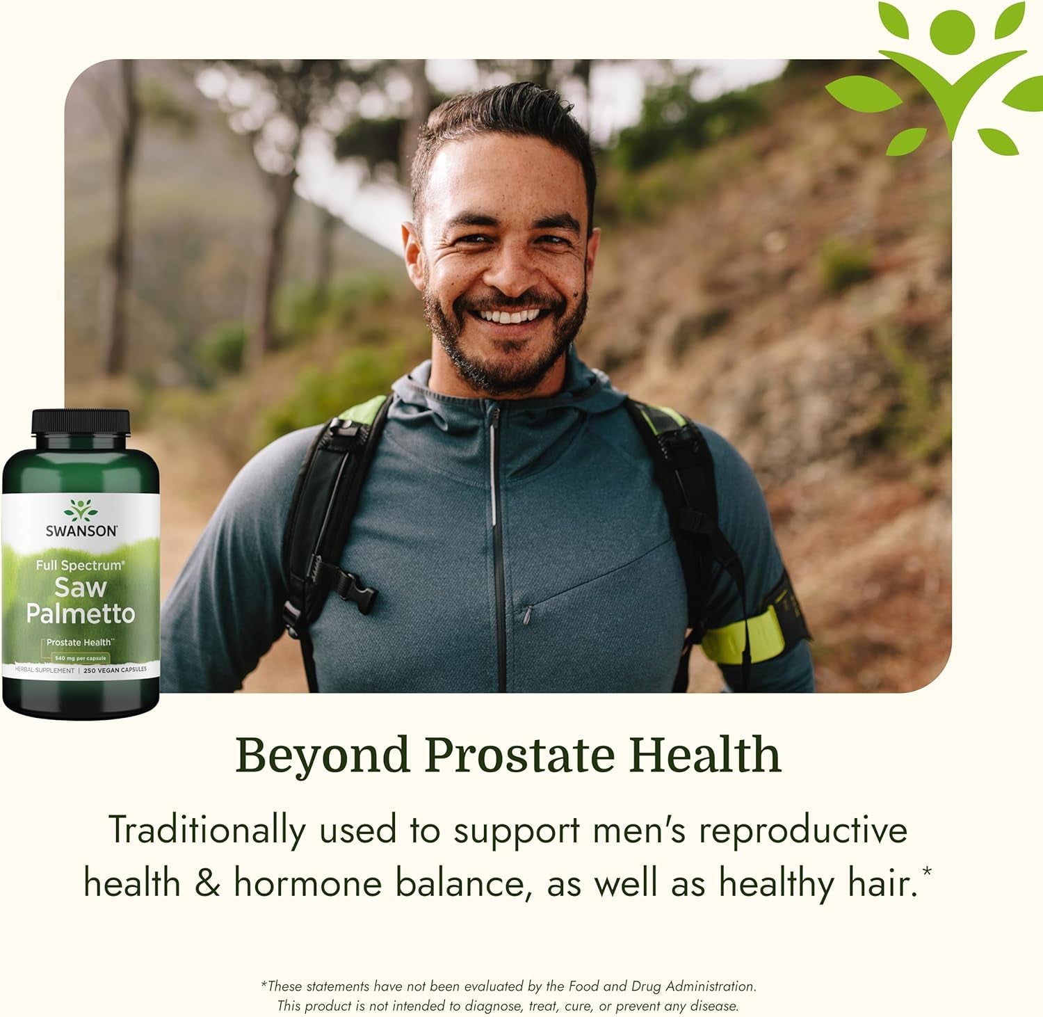Saw Palmetto Full Spectrum Herbal Supplement for Men Seeking Prostate, Hair, and Urinary Health Support - 540 Mg (250 Vegan Capsules)