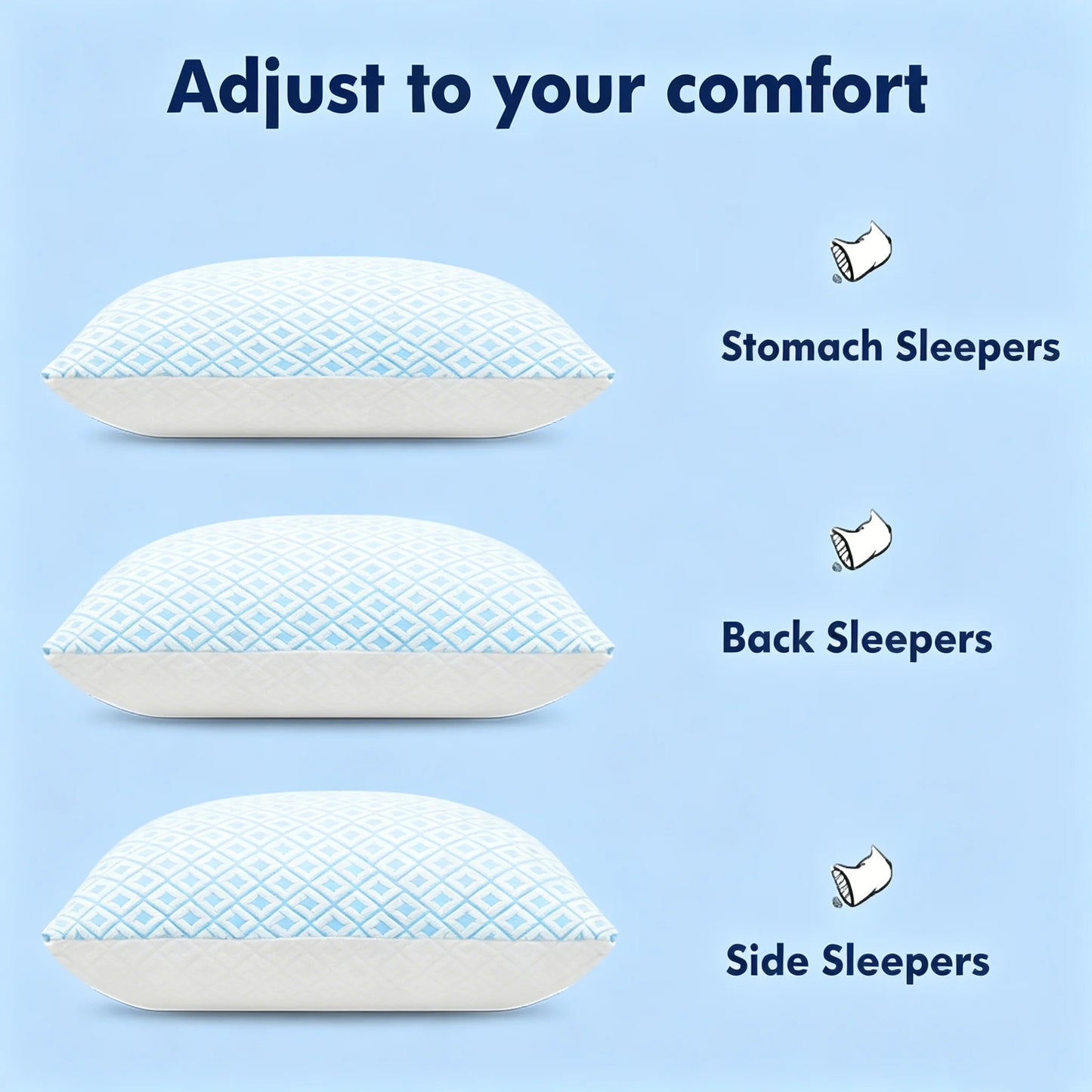 Cooling King Pillows Set of 2 Pack Bed Pillows for Sleeping Shredded Memory Foam Pillows
