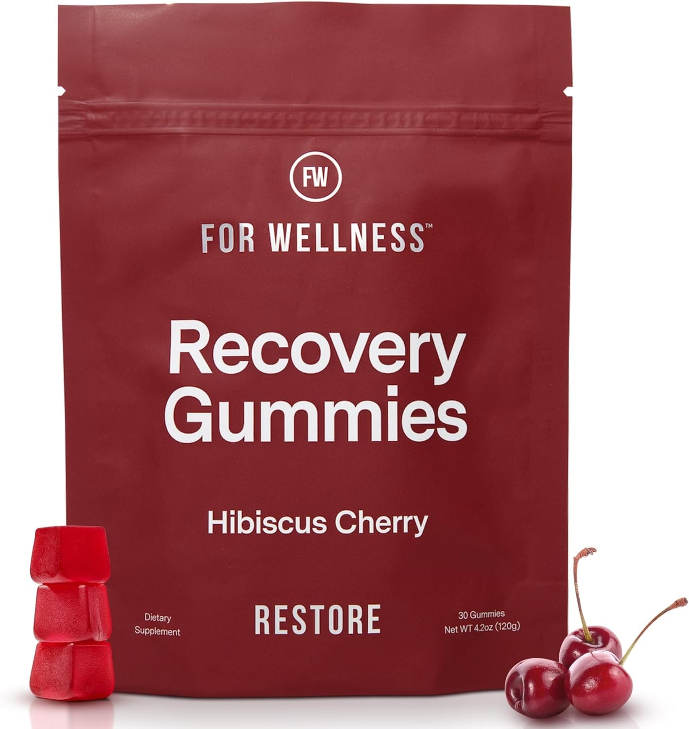 Recovery Gummies Restore | Tart Cherry Energy Supplements with Electrolytes for Muscle Soreness, Post-Workout Performance & Recovery | Vegan, Non-Gmo, 30 Count