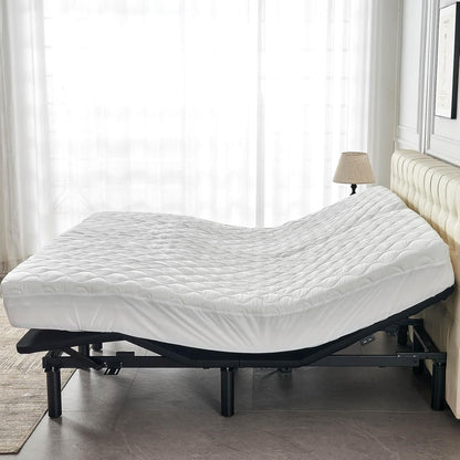 Quilted 28-30" Split Top California King Mattress Protector Pad for Adjustable Beds with Upper Flex Head Waterproof Padded Topper Noiseless Fitted Matress Cover