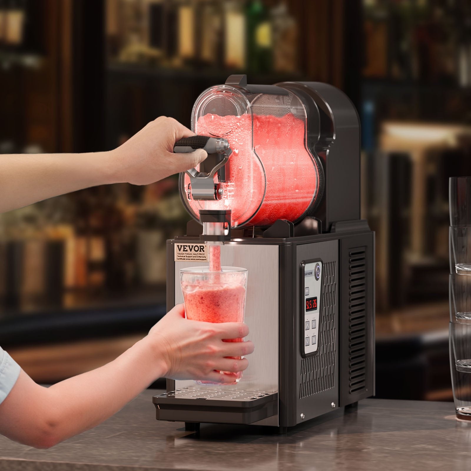 Commercial Slushy Machine, 3L Single Bowl Slush Drink Maker, 330W Drink Machine with Temperature Preservation, Stainless Steel Home Slush