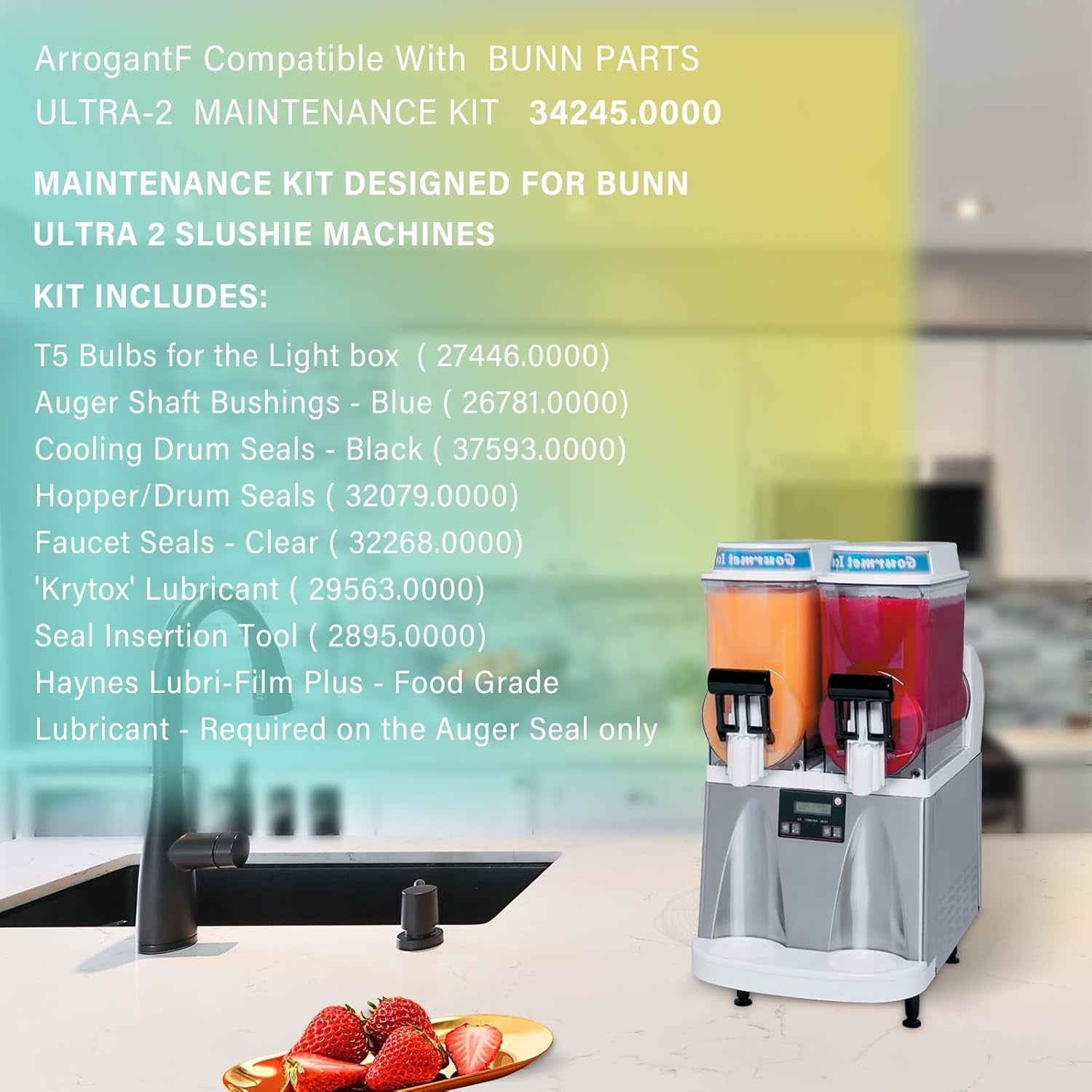 Slush Gasket Seal Light Bulbs Kits Replacement for Bunn Ultra 2 Parts,Frozen Drink Machine Slushy Machine Parts Replacement OE# Bunn 34245.0000 Slush Machine Parts-Food Grade Silicone