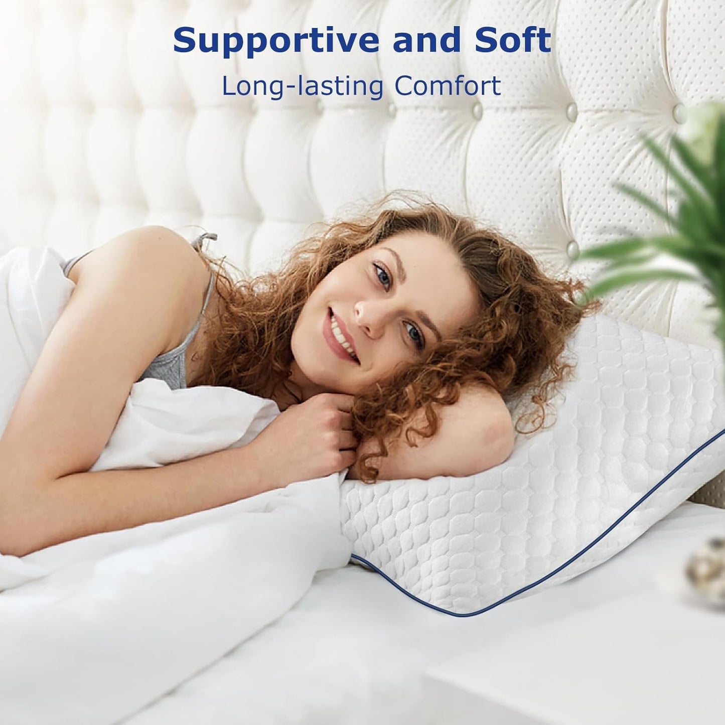 Shredded Memory Foam Pillows King Size Set of 2, King Pillows for Sleeping 2 Pack, Adjustable Firm Pillows for Side Back Stomach Sleepers, Washable Support Bed Pillows