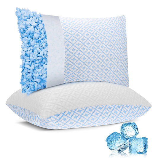 Cooling King Pillows Set of 2 Pack Bed Pillows for Sleeping Shredded Memory Foam Pillows