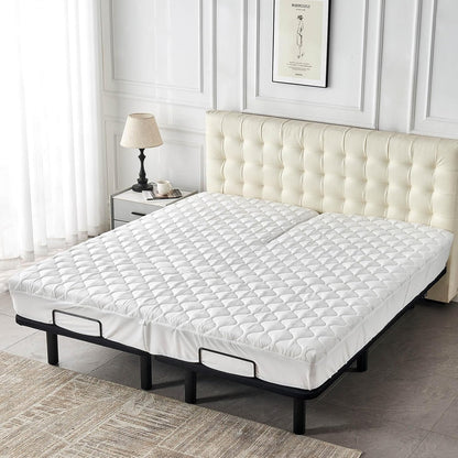 Quilted 28-30" Split Top California King Mattress Protector Pad for Adjustable Beds with Upper Flex Head Waterproof Padded Topper Noiseless Fitted Matress Cover
