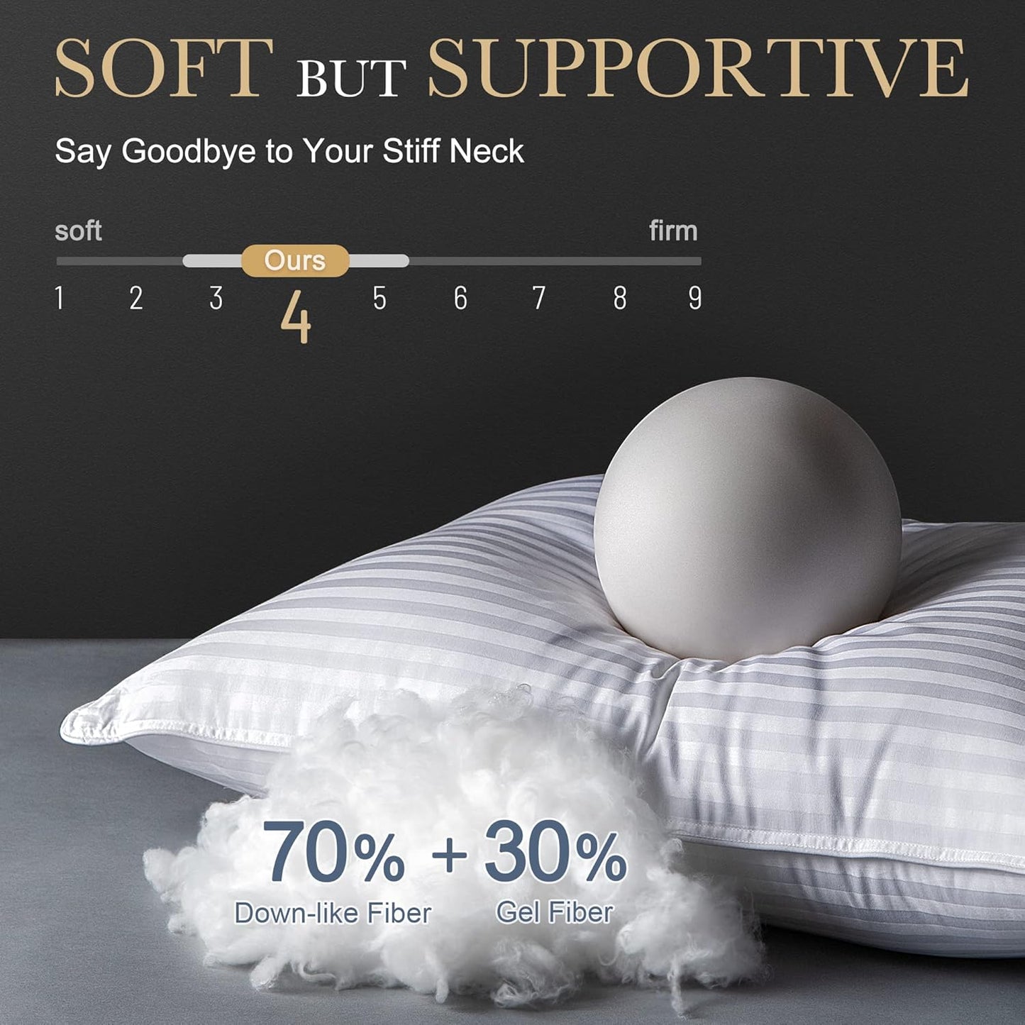 King Size Pillows Set of 2, Hotel Quality Cooling Cotton Bed Pillows for Sleeping, Breathable down Alternative Pillow 2 Pack, Soft and Supportive Pillows for Back and Side Sleepers (20X34)