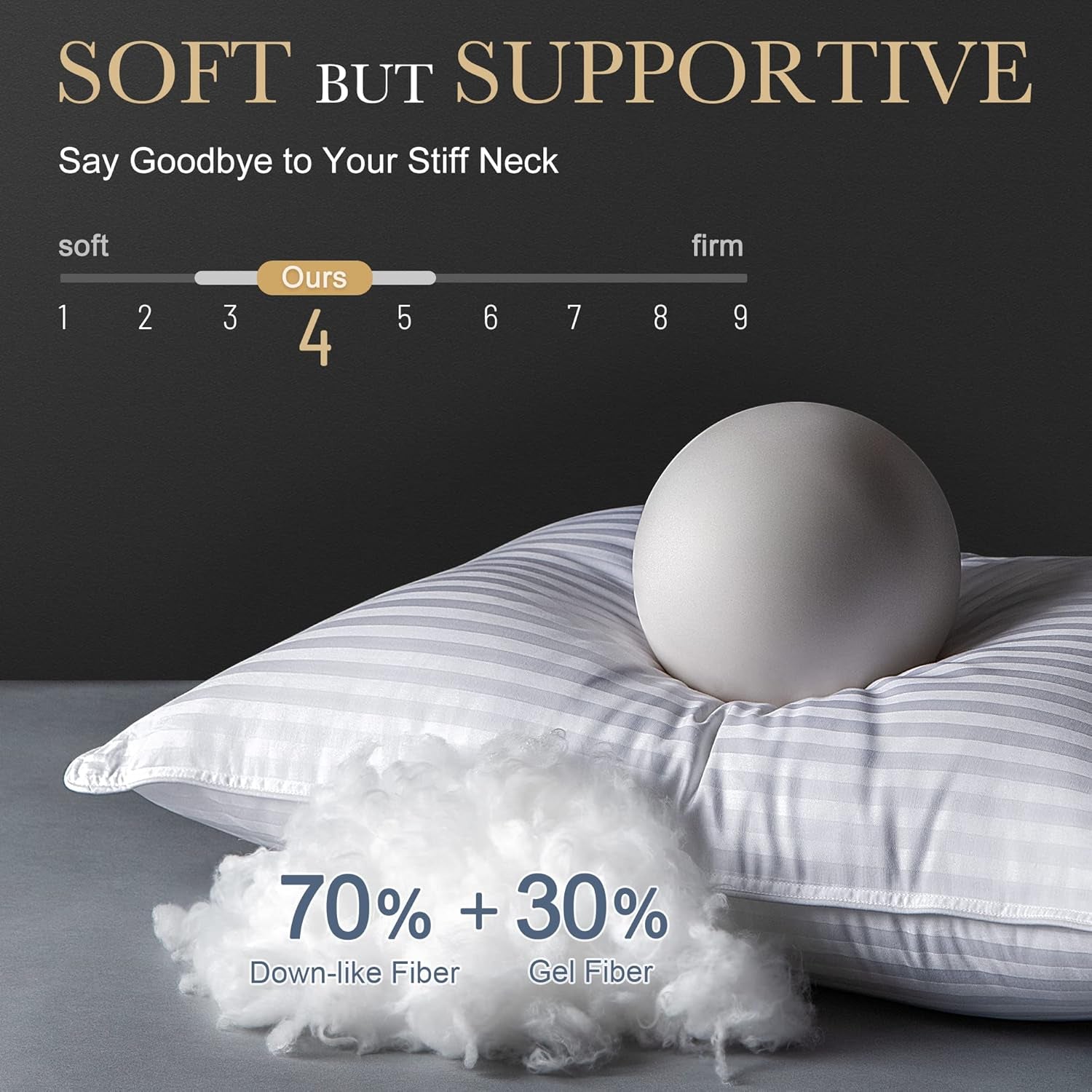 King Size Pillows Set of 2, Hotel Quality Cooling Cotton Bed Pillows for Sleeping, Breathable down Alternative Pillow 2 Pack, Soft and Supportive Pillows for Back and Side Sleepers (20X34)