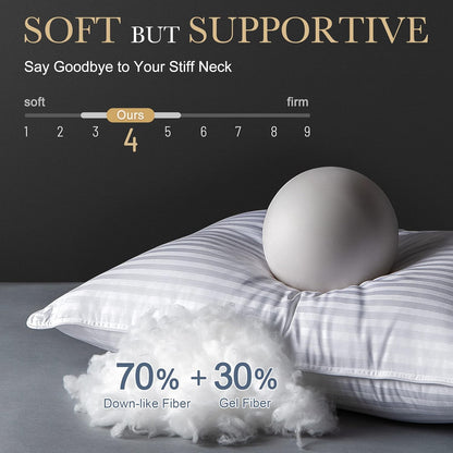 King Size Pillows Set of 2, Hotel Quality Cooling Cotton Bed Pillows for Sleeping, Breathable down Alternative Pillow 2 Pack, Soft and Supportive Pillows for Back and Side Sleepers (20X34)
