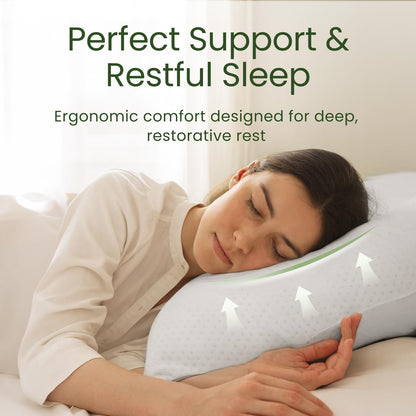 Memory Foam Pillows Queen Size Set of 2 - Cooling Bed Pillows for Sleeping - Back, Stomach, Side Sleeper Firm, Comfy Cool Shredded - 2 Pack, Rayon Derived from Bamboo